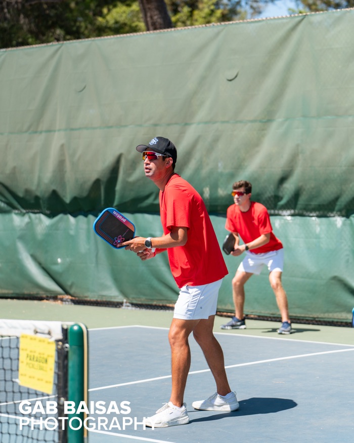 Doubles team in ready stance at Paragon Open
